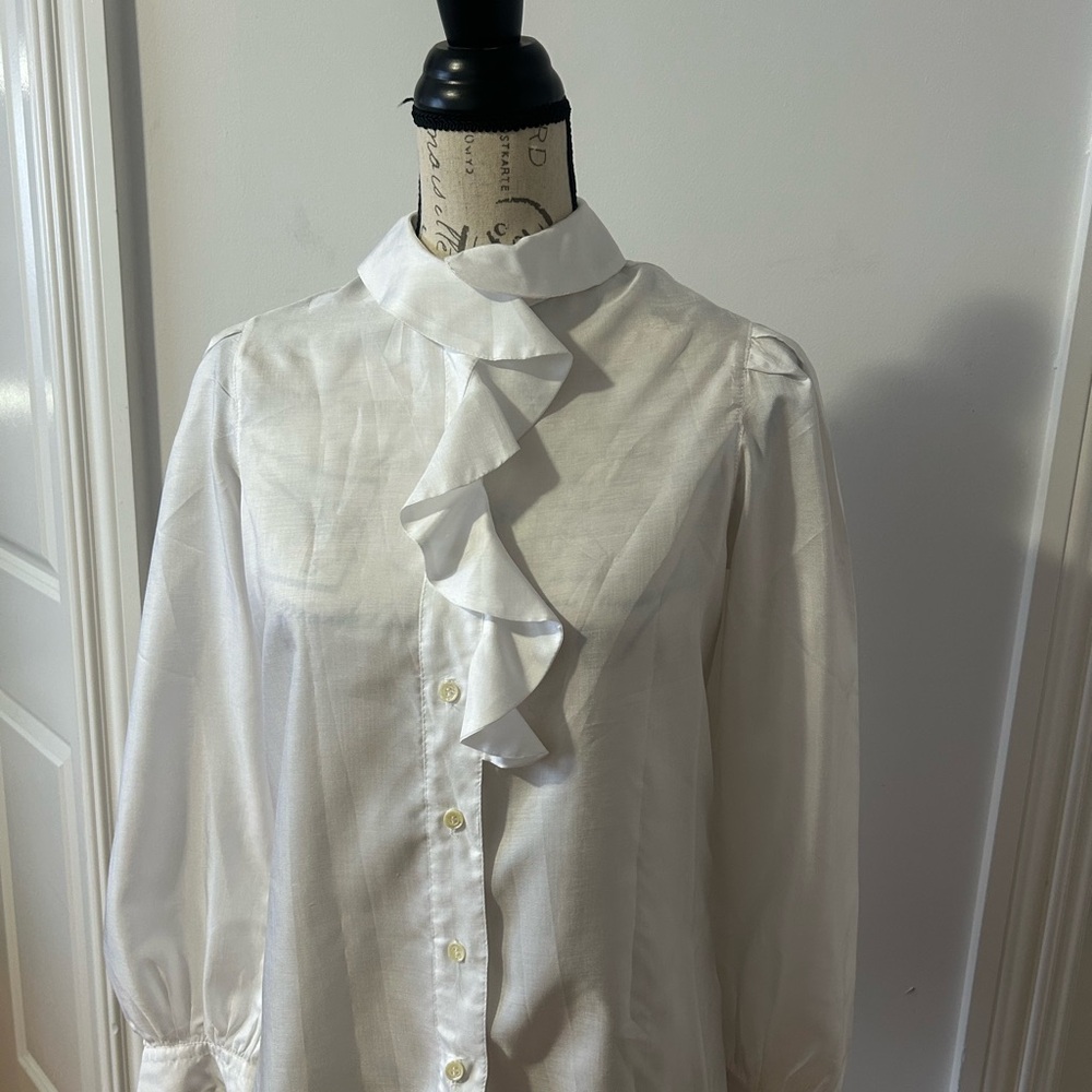 Elegant White Ruffled Blouse